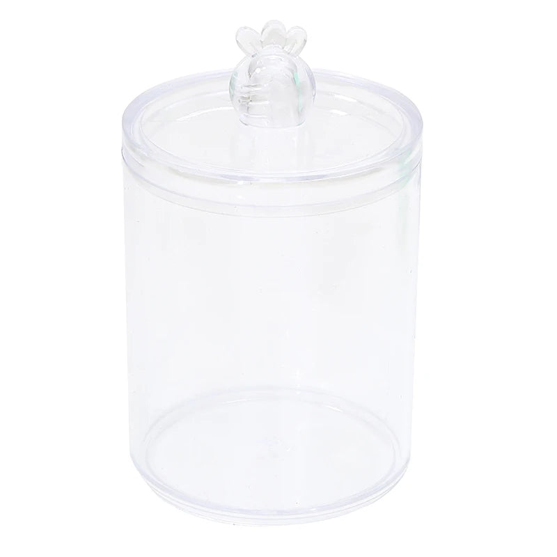 Cotton Swab Storage Box Makeup Jewelry Organizer Round Transparent Jar Bathroom Cosmetic Home Organization