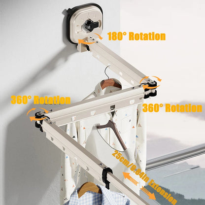 Retractable Clothes Hanger Wall Mounted No Punching Laundry Drying Rack Foldable Drying Racks Space Saving For Bathroom Balcony