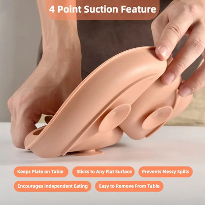 1pc 20x20x3cm Cute Bear Baby Food Supplement Tableware - Food Grade Silicone Suction Cup Dinner Plate Fall-proof Food Bowl