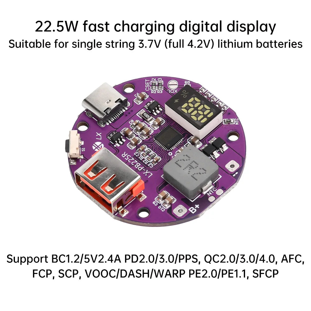 22.5W Power Bank Bidirectional Fast Charging Power Circuit Board High Power PD3.0/PD2.0 Type-C USB DIY for 3.7V Lithium Battery