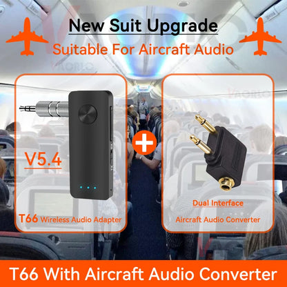 2-In-1 Wireless Audio Adapter Bluetooth 5.4 Receiver Transmitter 3.5mm AUX Lossless Sound MIC For Car Speaker TV PC Airplane