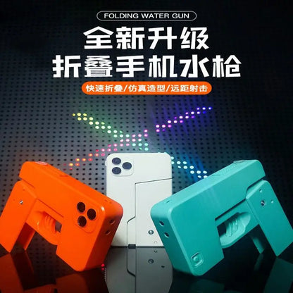 Folding mobile phone water gun, large-capacity explosions, water spray guns, boys and girls, baby water toys.