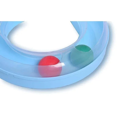 Interactive Cat Toy with S-Shaped Roller Circuit – Rotating Running Balls, Tunnel Design & Turntable Track for Kittens – Fun Pet