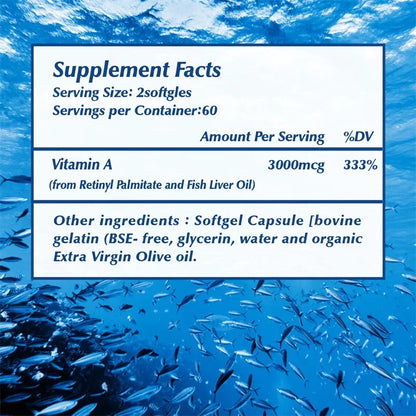 Vitamin A 10000 IU - Supports Eye and Skin Health and Boosts Immunity