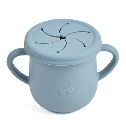 Kids Cup Silicone Food Storage Box Solid Color Baby Sippy Cup Portable Children Snacks Container with Lid Scale BPA Free 200ml