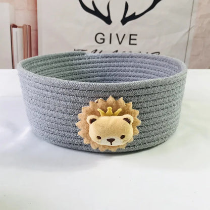 Cartoon Animals Hand Woven Storage Basket Kids Toys Desktop Organizer Sundries Storage Box Laundry Baskets storage box
