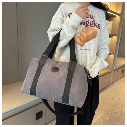 Men's Large Capacity Fashionable Short Distance Travel Totes New Suede Travel Handbag Women's Portable Sports and Fitness Bag