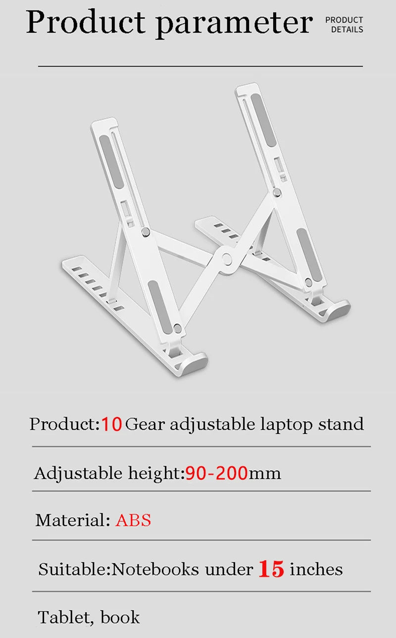 Foldable Laptop Stand Cooling Notebook Bracket Adjustable Ergonomic Laptop Support Base Holder Laptop Tablet Accessories Stands