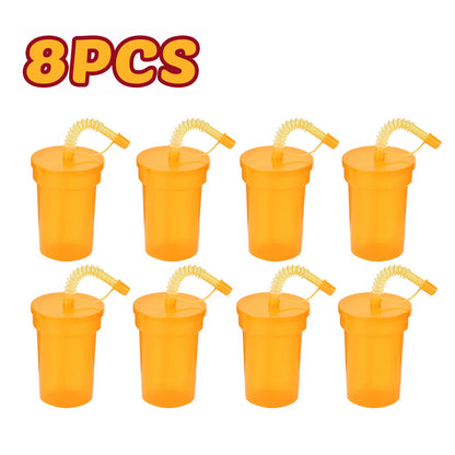 Neon Sipper Cups - Colorful, Spill-Proof Cups with Lids and Straws - Ideal for School Events, Themed Parties, and Birthday Party