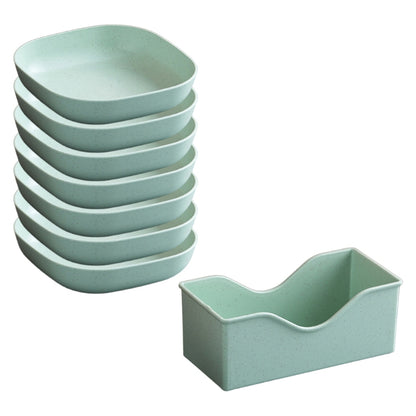 Reusable Food Serving Dishes with Rack, 10Pcs Square Wheat Straw Plates Salad Bowl