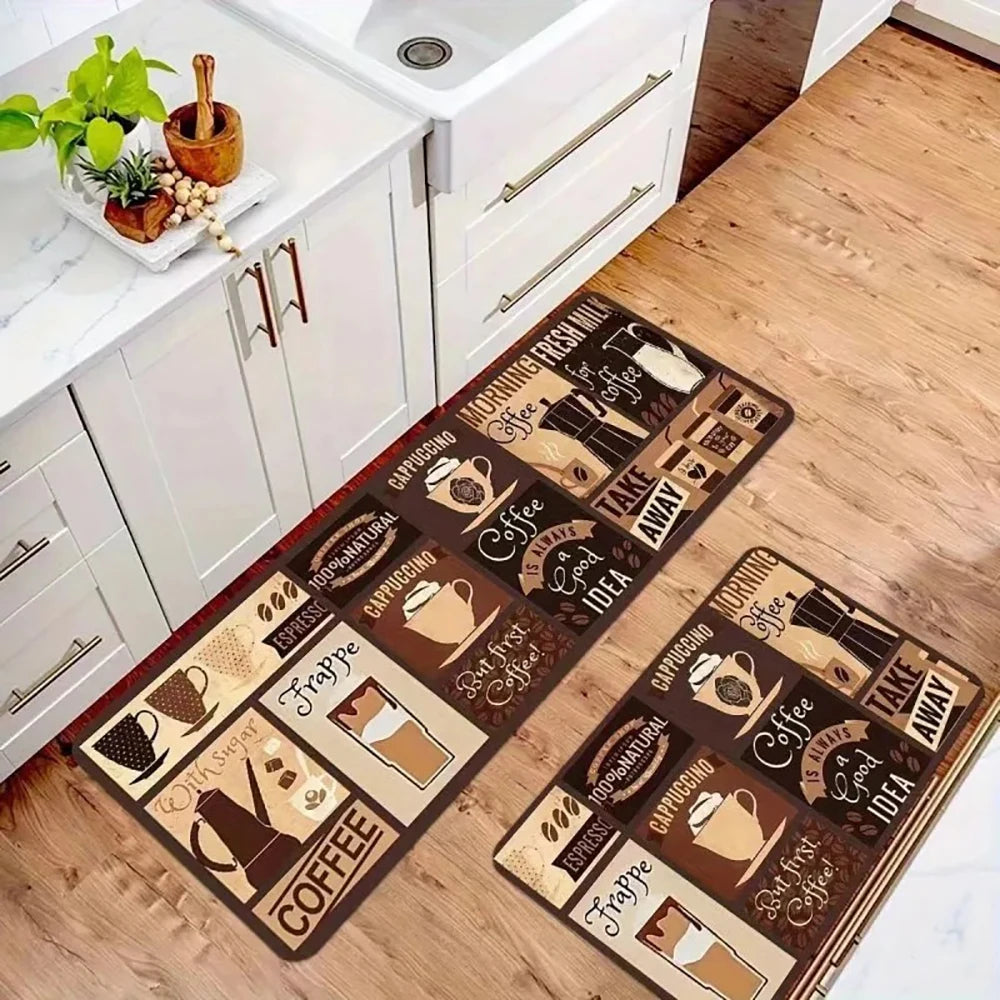 Kitchen Cutlery Knife and Fork Theme Washable Stain-resistant Foot Mat Carpet Kitchen Living Room Entrance Absorbent Door Mats