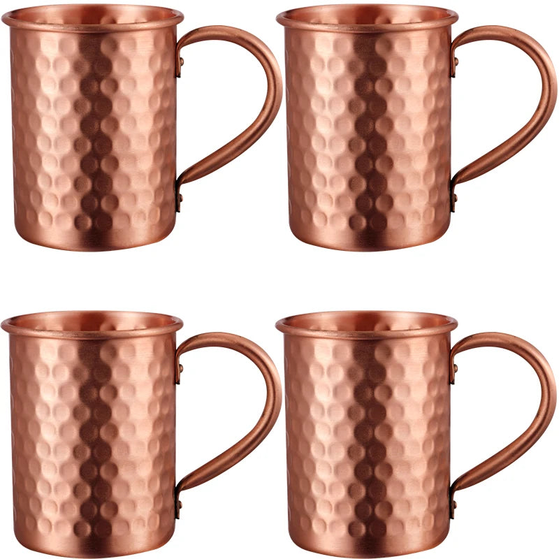 100% Copper Moscow Mule Mug 1/2/3/4PCS 400ml Durable Coppery Beer Mugs Coffee Mug Milk Cup Pure Copper Bar Cup