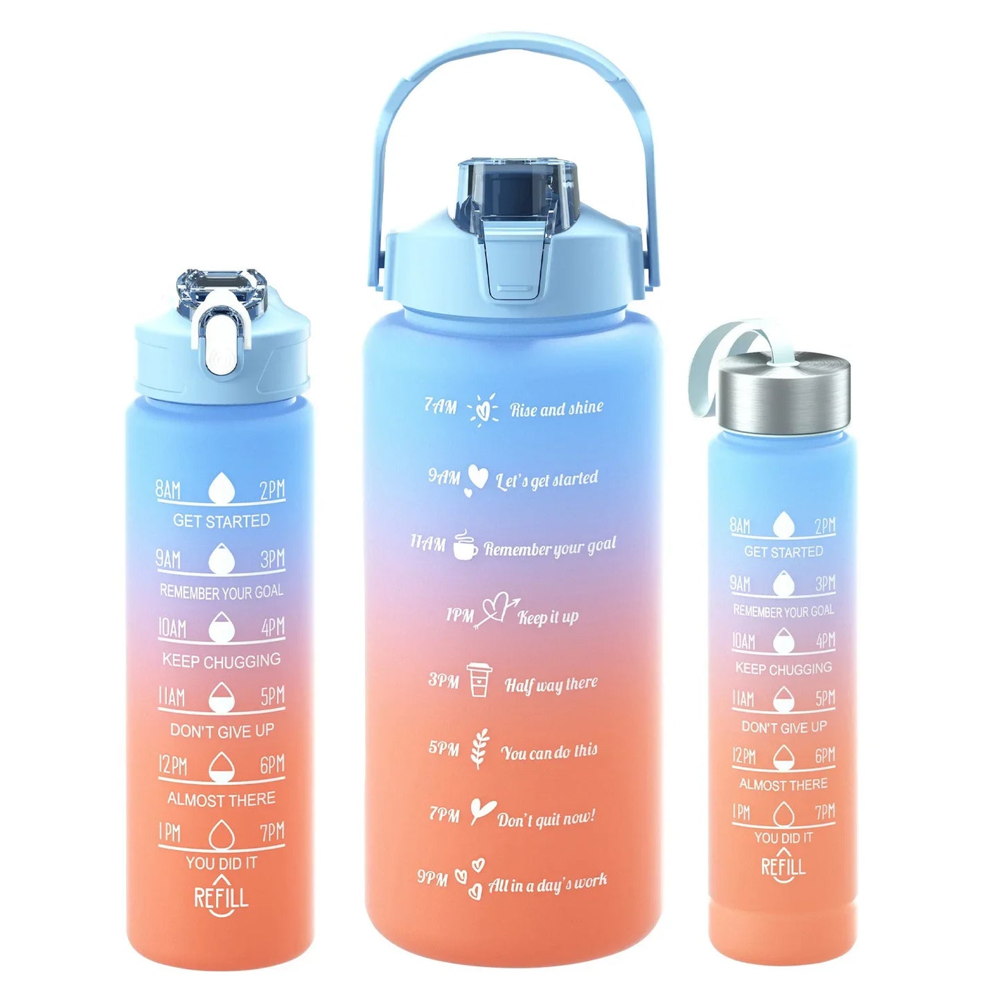 Water Bottle Motivational Drinking Bottle Sports Water Bottle with Time Marker Portable Reusable Plastic Cups Outdoor Travel Gym