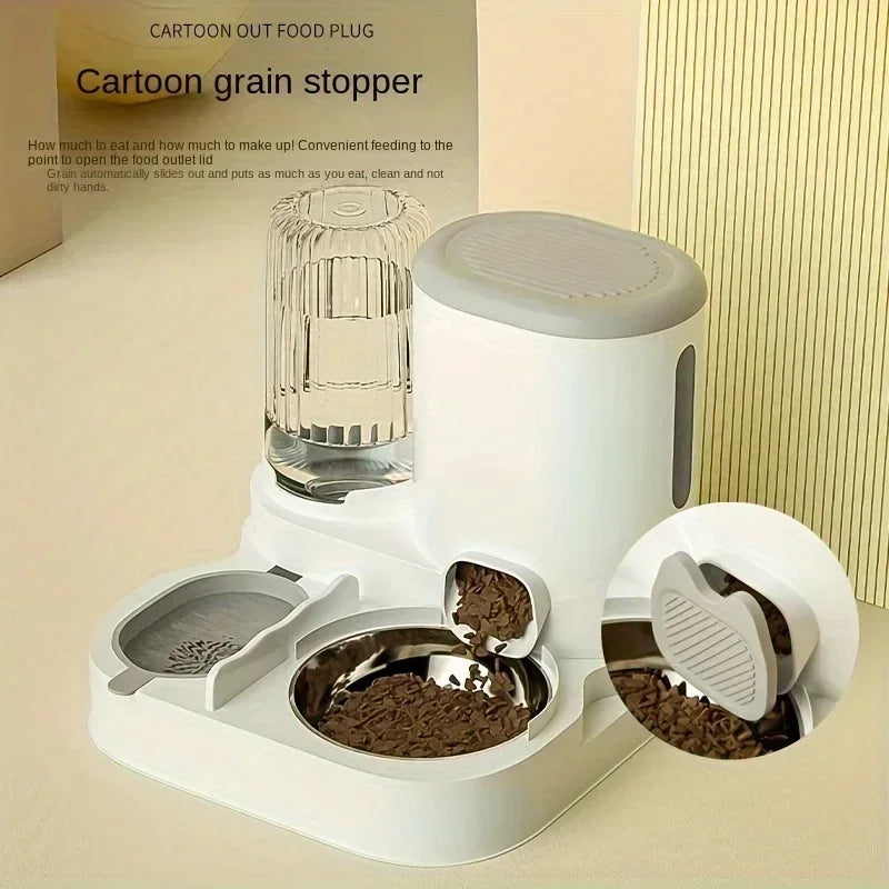 Automatic Cat Feeder and Water Dispenser Non-Electric Easy-Clean Large Capacity Pet Feeding Station for Cats and Small Dogs
