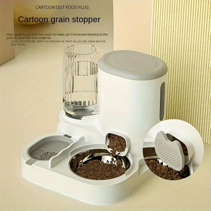 Automatic Cat Feeder and Water Dispenser Non-Electric Easy-Clean Large Capacity Pet Feeding Station for Cats and Small Dogs