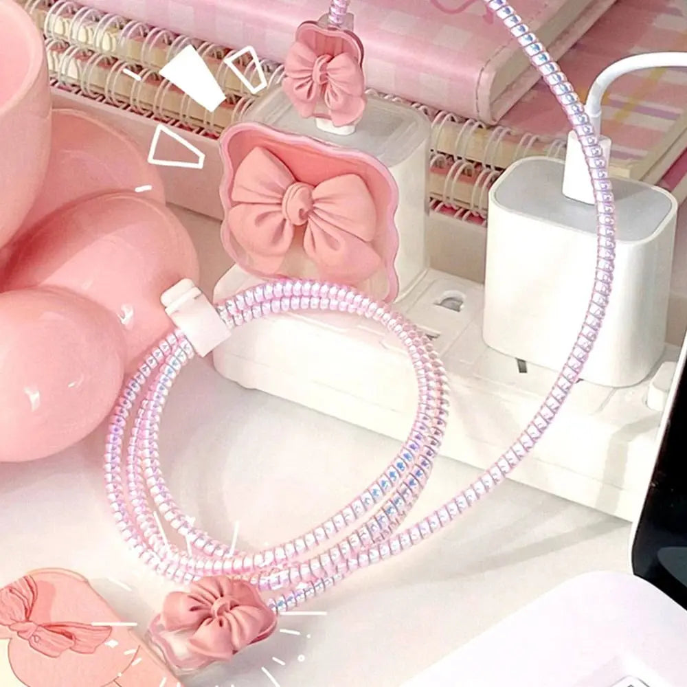 3D Bow Charger Cable Protector Cover For iPhone 20W 18W Charger Protector Storage Bag Case Cover Management Wire Cord Organizers