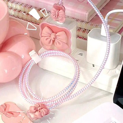 3D Bow Charger Cable Protector Cover For iPhone 20W 18W Charger Protector Storage Bag Case Cover Management Wire Cord Organizers