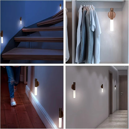 LED Night Light Smart Induction Magnetic Lamp USB Rechargeable Corridor Cabinet Household Toilet Wall Bedroom Stair Wall Lamp