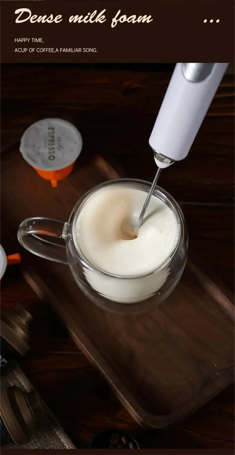 Handheld Double Stick Wireless Whisk Custard Foamer Mini Portable Blender Coffee Milk Three Speed Control Egg White Whipped USB