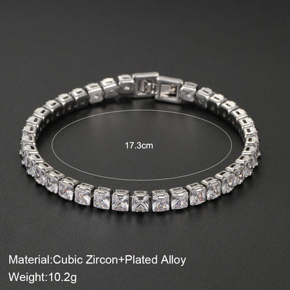 Sparkling Cubic Zircon Tennis Bracelets for Women Luxury Dainty Stackable Silver Color Chain Crystal CZ Banquet Wedding Jewelry