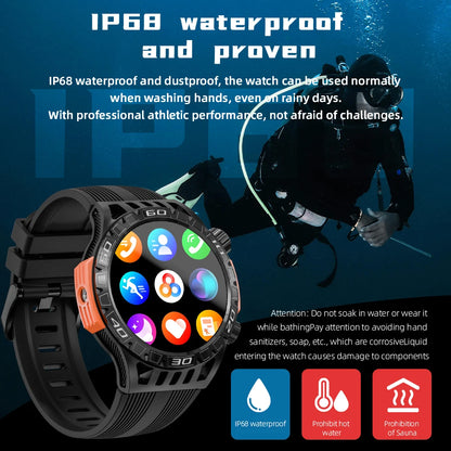LOKMAT ZEUS 6 PRO Smart Watches Bluetooth Calls Flashlight Waterproof Smartwatches 1.46'' Screen Compass Sport Fitness Tracker