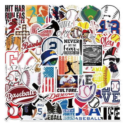 Baseball Stickers 52PCS Sports Baseball Stickers for Water Bottles,Baseball Sticker,Baseball Helmet Stickers