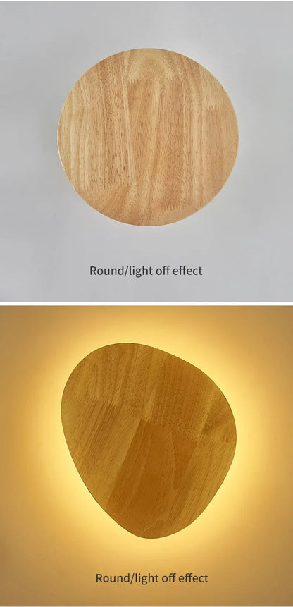 LED Wall Lights Modern Circular Creative Minimalist Wooden Lighting Fixtures Living Room Bedroom Corridor Decoration Lighting
