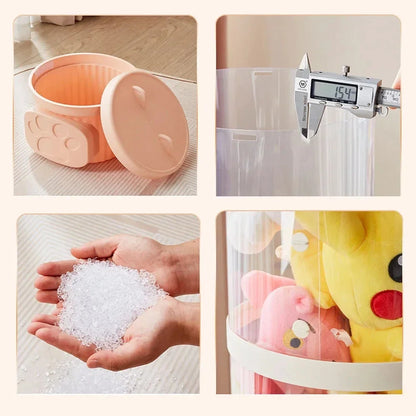 Doll storage Box Transparent Bucket Moistureproof Stuffed Animal Storage Tube Children's toy Organizer Home Organization