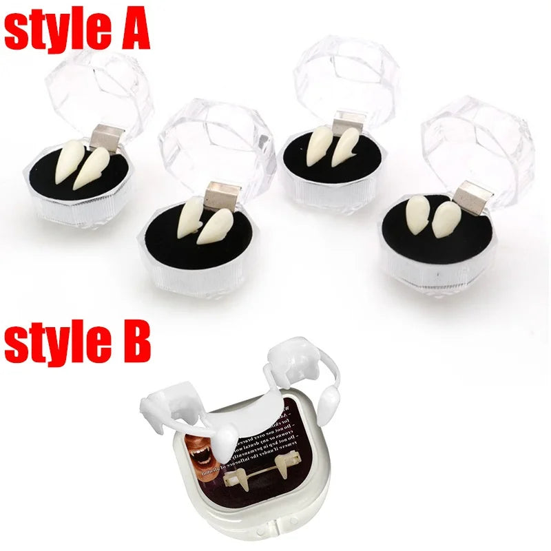 Halloween Fake Teeth Cosplay Vampire Fangs  Retractable Teeth Dress Costume Tooth Gift Party Decoration Vampire Dracula Teeth