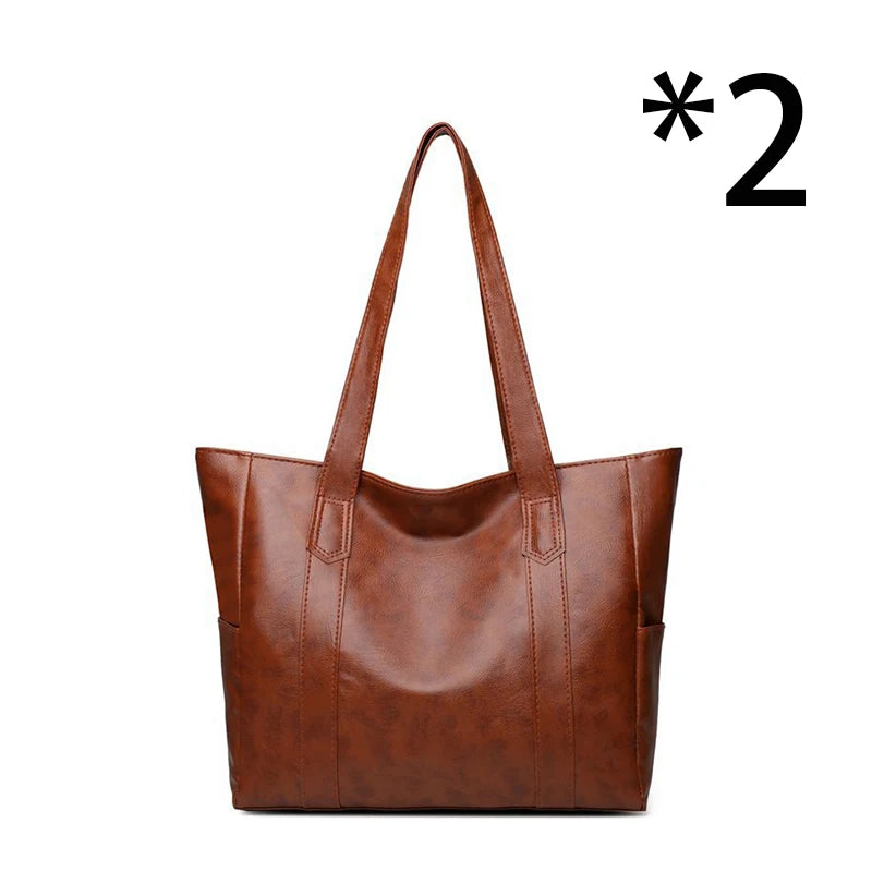 Vintage Large Capacity Tote Bag, Retro Vegan Shoulder Bag, Women's Casual Handbag For Commute