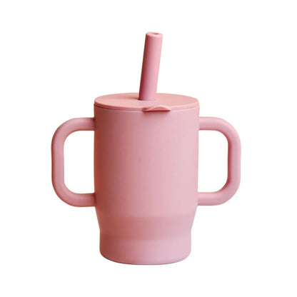 Portable Food Grade Silicone Baby Sippy Cups 180ml Heat-resistant Feeding Cup BPA Free Drop-proof Baby Straw Cup Snack