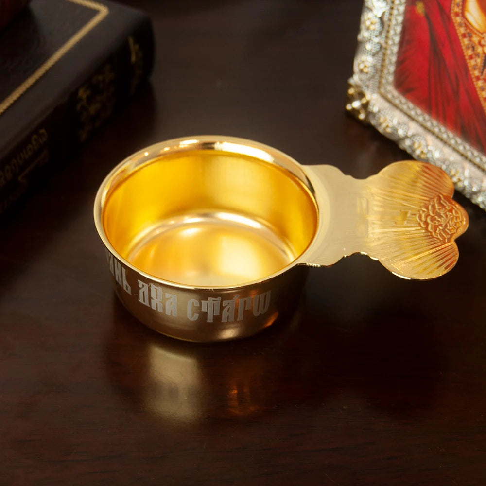 Russian Church Orthodox Holy Oil Ritual Supplies Gold Plated Metal Utensils Prayer Church Ritual Supplies