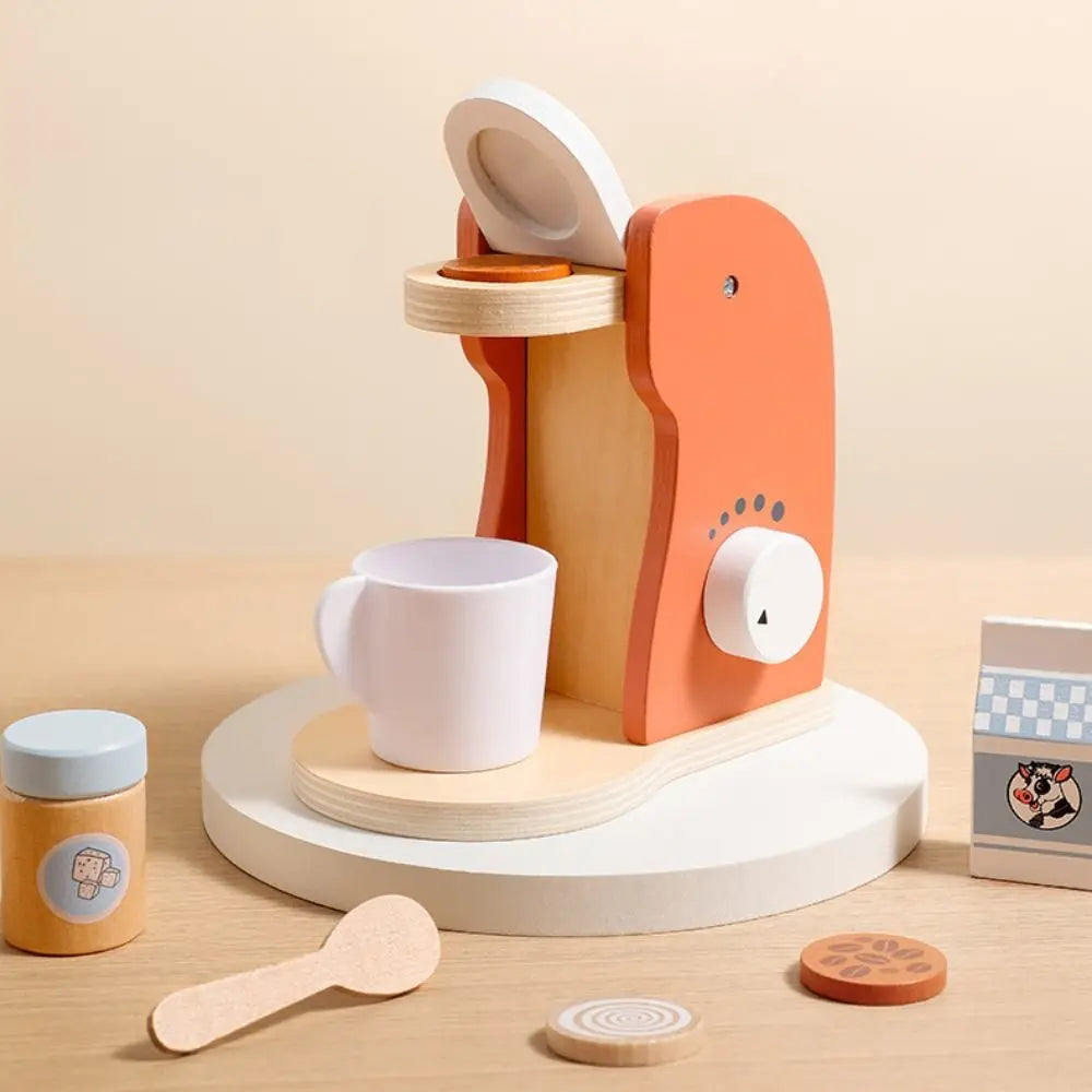 Blender Simulation Wooden Coffee Machine Montessori Interactive Kitchen Pretend Play Toy Early Learning Exquisite