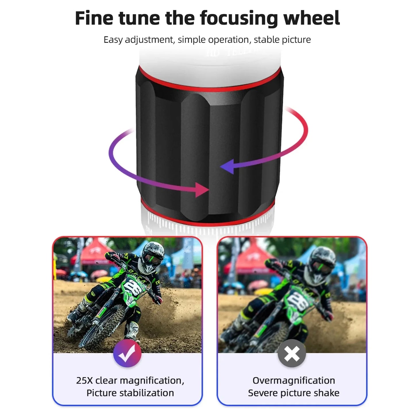 25X Phone Telephoto Lens Kit Phone Holder Portable Tripod Stabilizer Highpower Zoom Concerts Contest Outdoor Observation Animal