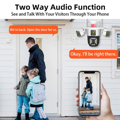 Linook WiFi surveillance camera, 12MP, 6K, 360,3 lenses, CCTV outdoor WiFi camera, IP camera, PTZ security camera