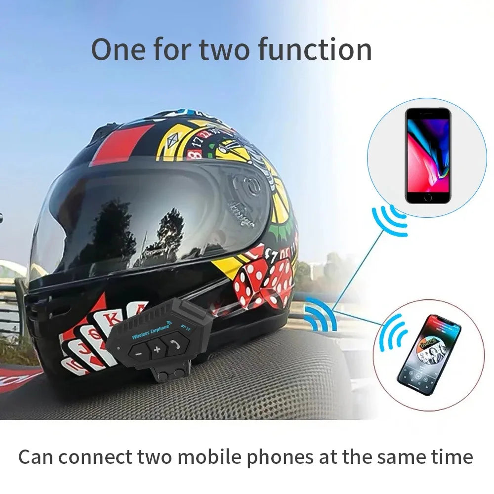 Motorcycle Helmet Headset Bluetooth 5.0 Headphone Wireless Hands-free Call Stereo IP67 Waterproof Earphone Music Player Speaker