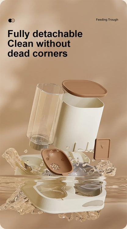 Pet Cat Automatic Feeder, Water Dispenser, Large Capacity Dry Wet Separation Food Container, Pet Supplies