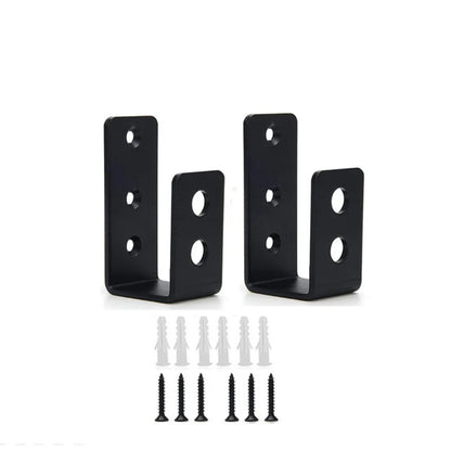 2 Pcs Metal Open Rod Support U-bracket Anti-slip Detachable Door Safety Barricade Support Door Barrier Protection Black