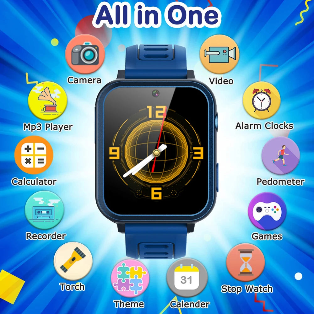 Children's Wristwatch 24 Games Kids Smart Watch Music Play Pedometer Tracker Time Display Video Audio Record Torch Smartwatch