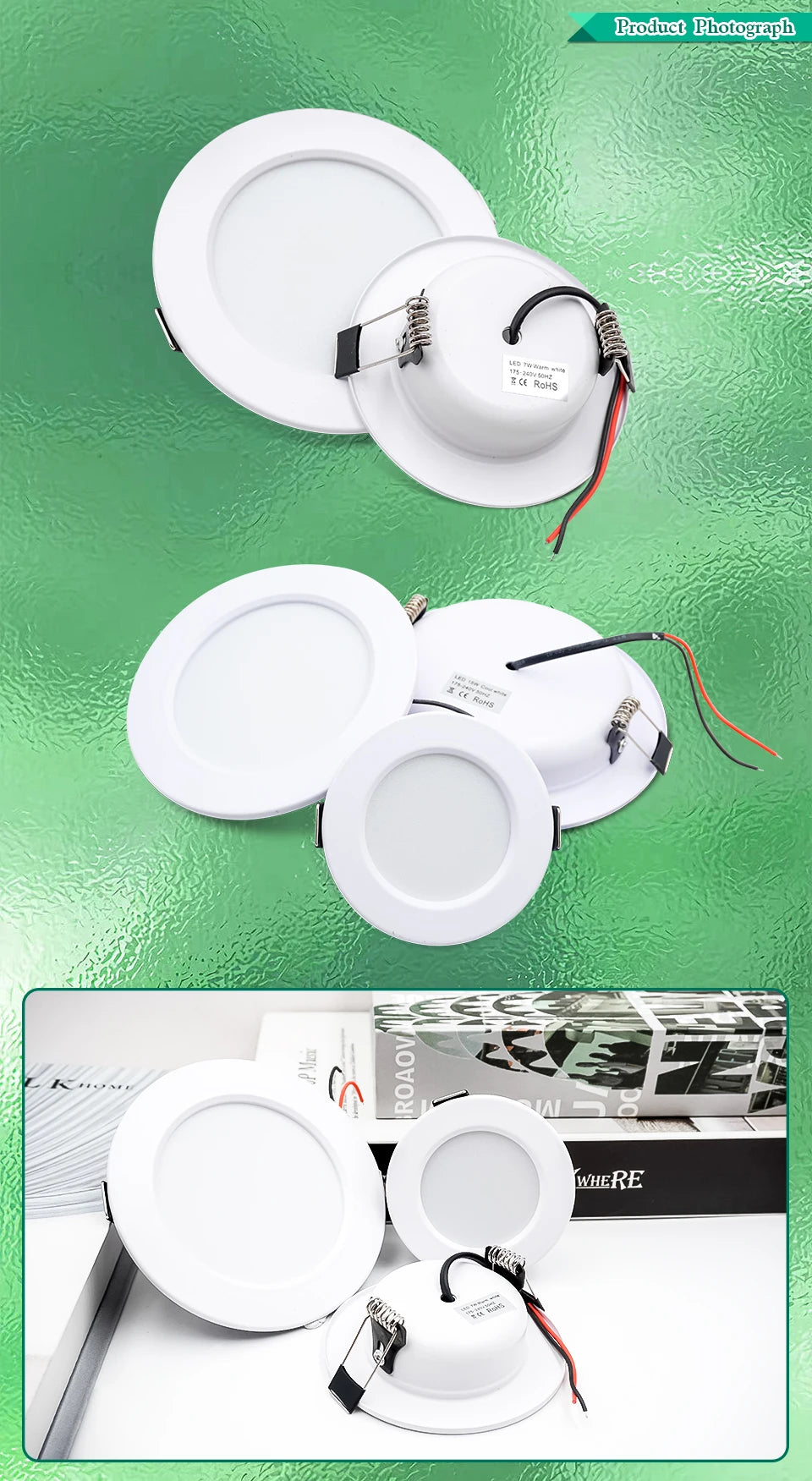 LED Downlight 5W 9W 12W 15W 18W White Body Round Led Ceiling Light DC 12V 24V AC 110V 220V Bedroom Kitchen Indoor LED Lighting