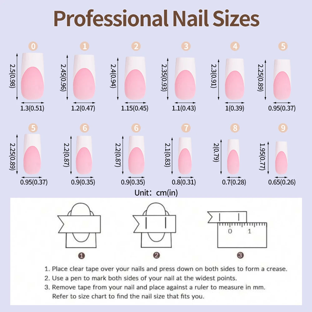 120pcs Pink French Tip Press-On Nails Medium Length Square Shape With Glossy Finish False Nails Full Cover Pre-Shaped Fake Nails