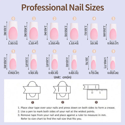 120pcs Pink French Tip Press-On Nails Medium Length Square Shape With Glossy Finish False Nails Full Cover Pre-Shaped Fake Nails