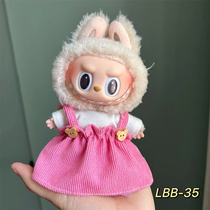 POP Labubu baby clothes 17cm plush vinyl labubu sit-down party first-generation and second-generation suit, clothes only