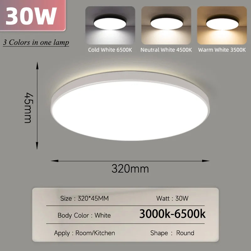 Smart Led Ceiling Light with Remote Control 3 Colors Dimmable Ceiling Lights Ultrathin Panel Lamps Bedroom Kitchen Ceiling Lamp