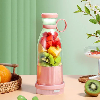 USB Rechargeable Portable Blender Juicer 380ml Compact Smoothie Maker for Fruits Vegetables Quiet Cordless Mixer with Travel Lid