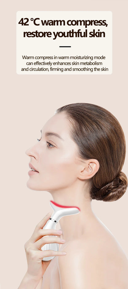 Neck Beauty Instrument with Base Microcurrent Facial Massager LED Photon Skin Rejuvenation Neck Face Skin Care Tool for Wrinkle