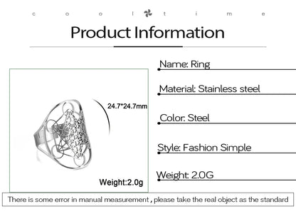 Cooltime Archangel Metatron Rings Cube Stainless Steel for Women Men Salomon Jewelry Secret Geometry Finger Accessories Amulet