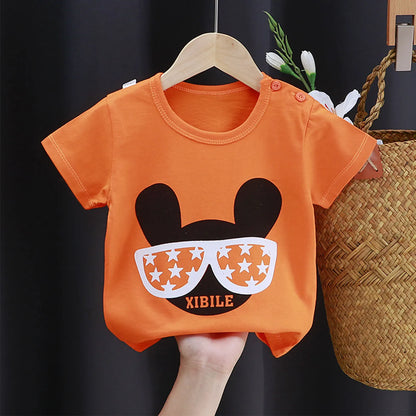 Baby Cotton T-shirts Cute Kids Print T Shirt Boys Girls Children Summer Short Sleeve Tops Infant Clothing