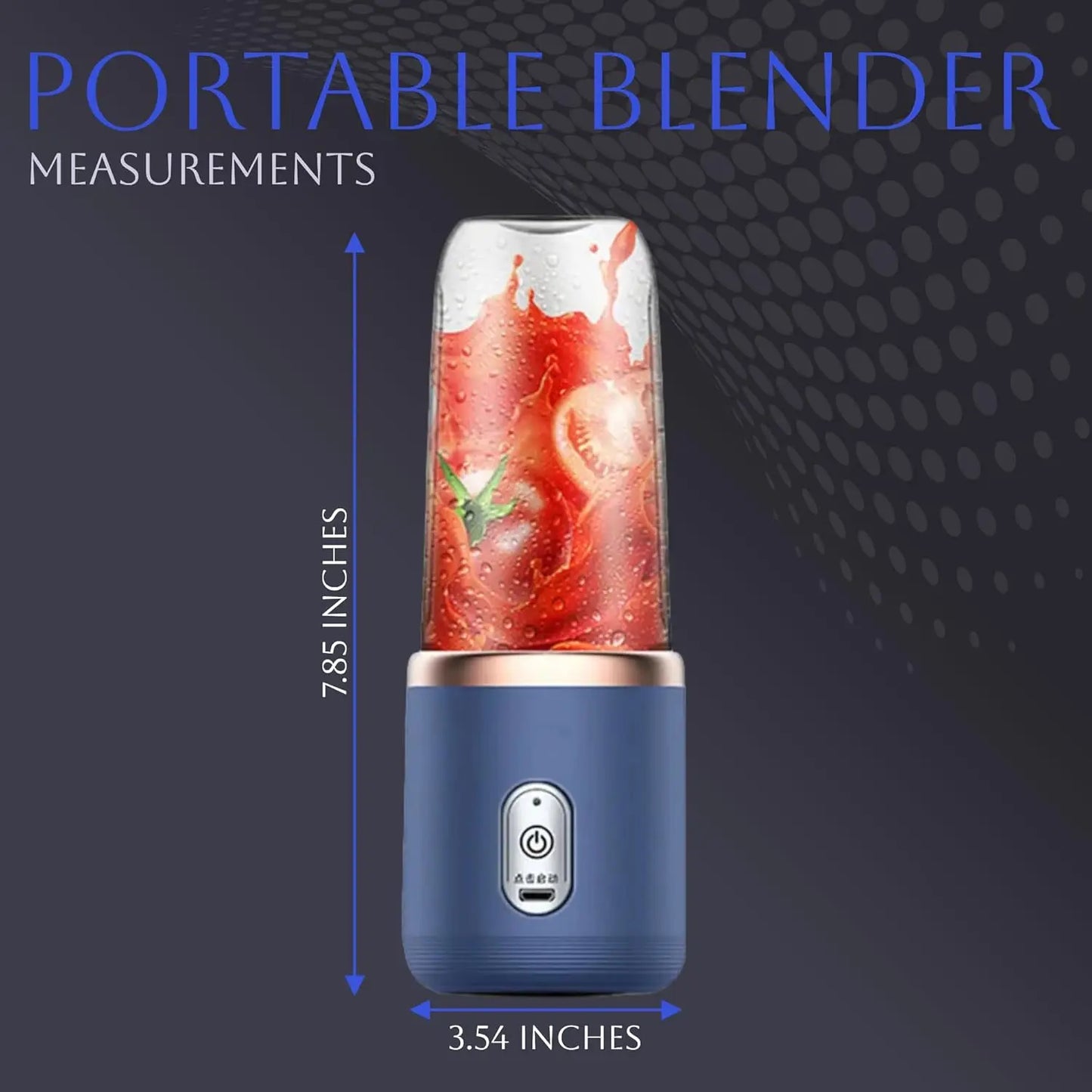 Portable Juicer Blender 14oz for Lemon Orange Fruit Juicing Cup Smoothie Blender Machine 1/2cups with 6 Blades USB Rechargeable