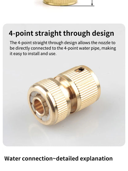 All-copper water gun connector 4-way water connector water pipe connector high-pressure water gun connector